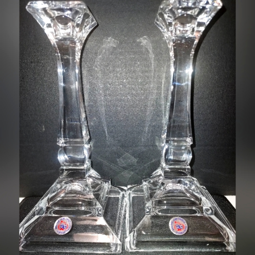 ST. GEORGE 24 % Lead Crystal Candlestick Holders.